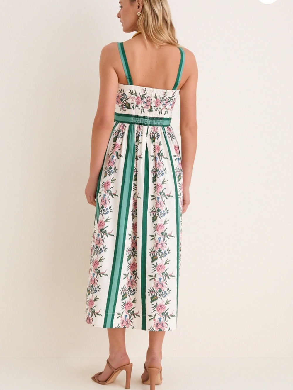 Tuckernuck Green and Pink Floral Midi Dress - Picture 3 of 5